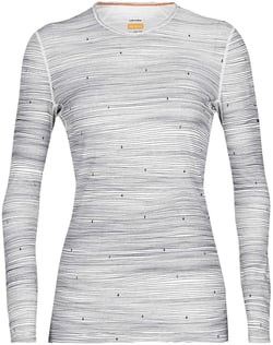 Icebreaker Women's 200 Oasis Long Sleeve Thermal Cold Weather Base Layer T-Shirt Large Snow/Midnight Navy Ski Tracks