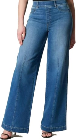YTINGNICE Stretch Seamed Front Jeans for Women,Seamed Front Wide Leg Jeans,Plus Size Flare Jeans,High Waisted Baggy Jean