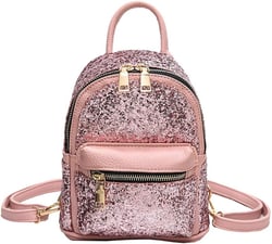 I IHAYNER Women Cute Sequin Mini Backpack Leather Purse Women Backpack Leather Cross Body Bag Pink