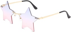 ENTHYI Rimless Star shape Sunglasses Personality Sun Glasses for women/men Party glasses personality pentagram eyewears Pink/Blue