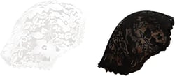 2 Pcs Chapel Veils for Church Catholic Head Coverings for Women Religious Christian Veil Lace Embroidery Womens Head Coverings Chapel Veils Catholic Cap for Church Round Floral Mantilla,Black + White