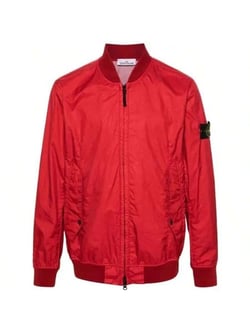 Stone Island Men's Wappen Patch Zip-Up Bomber Jacket Red