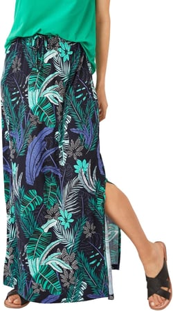 Ellos Women's Plus Size Knit Maxi Skirt X-Large Plus Black Tropical Print