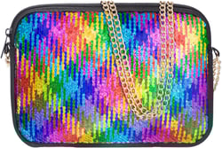 Clutch Purses for Women Neoprene Crossbody Bag Sequin Bag Detachable Chain Crossbody Wallets Rainbow & Silver