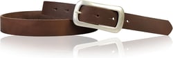 Genuine Leather Belt Slim Rectangle Buckle 0.9 inches waist size 45.5 inch (115 cm) Dark Brown