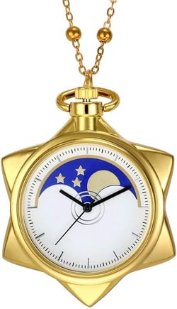 BOSHIYA Sailor Moon Pocket Watch Gold Rhinestone Star Quartz Pocket Watches for Women with Chain Necklace Cosplay Accessories & Gifts Box