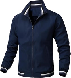 PEGENO Men's Lightweight Jacket Spring Fall Thin Flight Bomber Jacket Sportwear Full Zip Windbreaker Casual Coat XX-Large 14 Navy Blue