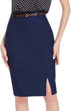 Kate Kasin Women's Bodycon Pencil Skirt with Belt Solid Color Hip-Wrapped X-Large Navy