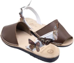 Spanians by Numa, avarcas menorquinas, authentic leather sandals, abarca, butterflies collection, butterflies sandals for women 8.5 Chocolate 3d Butterflies