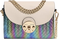 RARITYUS Gradient Holographic Leather Crossbody Bag for Women Fashion Woven Shoulder Handbag Clutch Purse with Chain Strap Green