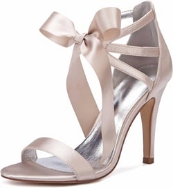 Bridal Women's Peep Toe High Heels Pumps Ankle Strap Slip On Satin Heels Wedding Shoes for Bride Prom Party Dress Shoes Sandals Champagne 9