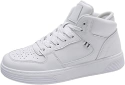 King Ma Women's Fashion Strap High Top Sneaker Casual Sport Shoes 5 White
