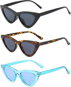 Dollger Cat Eye Sunglasses Vintage Retro Plastic Frame Cateye Sunglasses for Women Black+leopard+blue