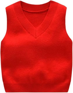PTPUKE Baby Boys Girls V Neck Comfort Knitted Sleeveless Pullover Sweater Vest 5T Red