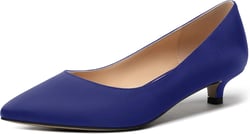 MERRORI Women's Slip On Pointed Toe Satin Dress Shoes Kitten Low Heel Pumps Shoes 1.5 Inch 7.5 Royal Blue