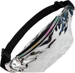 Holographic Rave Fanny Pack – Packs for Festival Women, Men – Cute Fashion Waste Bag Belt Bag (Metallic Silver)