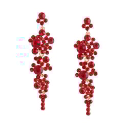 HEMOTON Rhinestone Long Earrings Red Earrings for Women Female Crystal Dangle Earrings Fashion Accessories