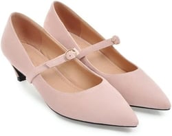 HOTRA Women Low Kitten Heel Pumps Pointed Toe Dress Shoes Faux Suede Court Shoes Fashion Comfortable Walking Mary Janes (Color : Pink, Size : 9.5-10 US)