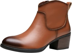 Vepose Women's 100% Leather Ankle Boots & Booties with Inner Side Zip Lady 10 Side Zip-9001l-yellow Brown