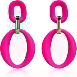 70s Earrings for Women Retro Earrings Acrylic White Earrings for Women Dangle Disco Earrings 70s Jewelry Groovy Earrings 70s Accessories Style2- Hot Pink