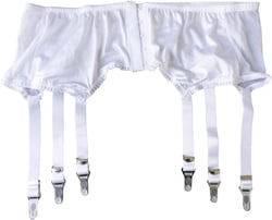 Women's Plus Size Garter Belts for Thigh Highs Mesh Satin Garter with Wide Straps Metal Clip White Small