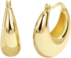 Gold Hoop Earrings For Women Chunky Gold Earrings Gold Plated Earrings Jewelry Gifts For Mother Gold：01