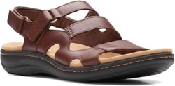 Clarks Women's Laurieann Style Flat Sandal 7 Wide Dark Tan Leather