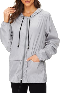 Zando Womens Rain Jackets Packable Golf Raincoat for Women Waterproof with Hood Lightweight Windbreaker Rain Coats Fishing Outdoor Rain Jacket Solid Gray X-Large