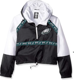 Ultra Game Women's Quarter Zip Hoodie Windbreaker Play Action Jacket Philadelphia Eagles Small Crop Top