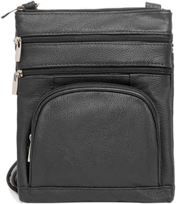 TOVOSO Crossbody Bag for Women, Genuine Leather Multi-Pocket Purse with Adjustable Strap, RFID Protection, Built-In Wallet, Medium, Black