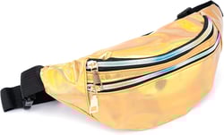 Holographic 80s 90S Rave Fashion Gold Fanny Pack for festival women, Girl Cute Fashion Waist Bag Belt Bags (Gold)