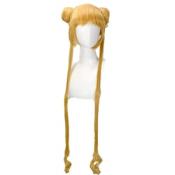 GOOACTION Women Long Sailor Moon Anime Wig with Two Ponytails Golden Blonde Cosplay Party Costume Synthetic Wigs