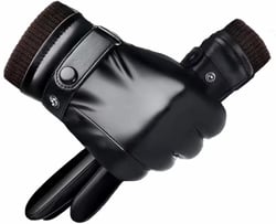Leather Gloves For Men,Winter Warm Touch Screen Motor Gloves Adjustable Black Soft Gloves Cashmere Lining -Christmas gifts, Valentine's Day gifts