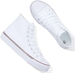 yageyan Womens High Top Canvas Sneakers Lace up Fashion Shoes for Women Casual Classic 9.5 White