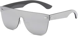 Rimless Sunglasses For Women Men One Piece Square Oversize Mirror Lens Anti Reflective Silver Frame/Silver Mirror Lens 62 Millimeters