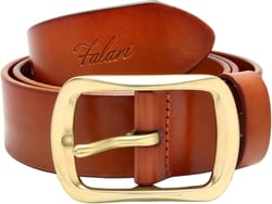Falari Men's Full Grain Leather Belt Stainless Steel Buckle 9002 Large (38 - 40) Light Brown, Copper Buckle