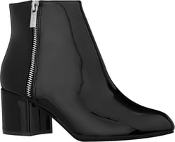 ILLUDE Women's Low Heel Ankle Boot - Casual Zip Up Bootie - Comfortable Everyday Round Toe Bootie - Chaya 7.5 Black Patent