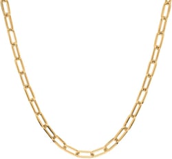 Savlano 925 Sterling Silver 6mm Solid Italian Diamond Cut Paperclip Link Chain Necklace with Gift Box for Women & Men - Made in Italy 24.0 Inches Gold Plated