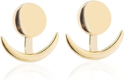 Vintage Moon Phase Ear Jacket Earrings Crescent Moon Earrings Double Sided Gold Coin Disc Stud Earrings Minimalist Geometric Jewelry for Women (gold)