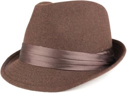 Men's Wool Felt Fedora Hat with Satin Hat Band One Size Brown