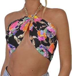 Halter Sequin Women Crop Tops