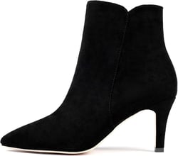 Mettesally Women's High Heel Ankle Boots Pointed Toe Trendy Zipper Booties Winter Office Dress Shoes 8 Black Suede