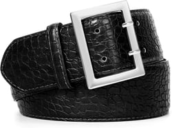 XZQTIVE Women Wide Leather Belts For Dress Chunky Waist Belts With Gold Double Prong Buckle