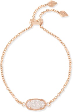 Kendra Scott Elaina Adjustable Chain Bracelet for Women, Fashion Jewelry, Gold-Plated ROSE GOLD - IRIDESCENT DRUSY