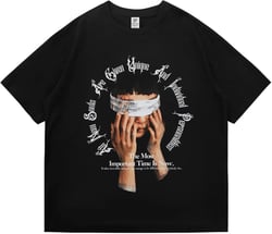 Graphic Tees Men, Vintage Y2K Printed T-Shirt, Summer Unisex Crew Neck Cotton Tops, Casual Shirt for Men, Women X-Large Blindfold - Black