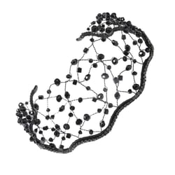 minkissy Bridal Headpiece Wedding Headband Rhinestone Mesh Headband Cap Headpiece Bridal Dance Party Hair Accessories for Women Black Wedding Decor 1 Count (Pack of 1) Black