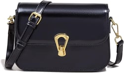Mn&Sue Designer Women 's Handbag PU Leather Small Flap Crossbody Bags Shoulder Satchel Purse Work Bag Black