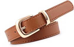 Women Fashion PU Leather Dress & Jeans Waist Belt for Girls and Ladies Gold Color Buckle Brown