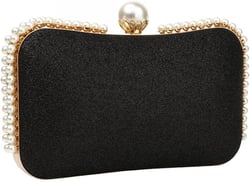 YYW Bling Evening Clutch with Pearl Decoration Women Sequin Clutch Purse Party Handbag Shoulder Bag for Wedding Black