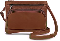 Leather Wide Crossbody Bag - Super Soft & Durable Crossbody Bags For Women & Men Trendy